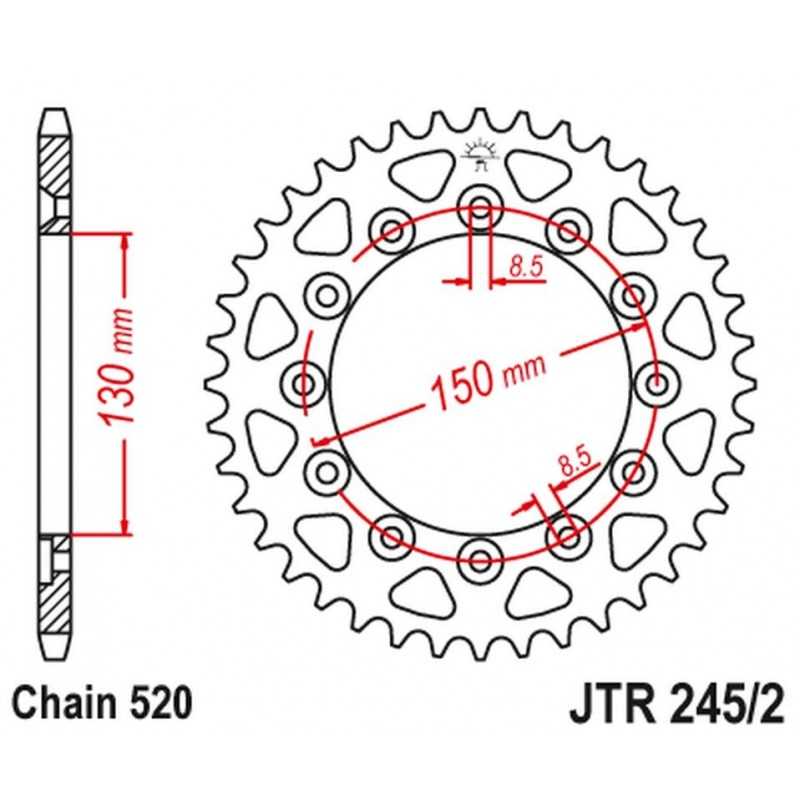 JT GALINĖ ŽVAIGŽDĖ 270 45 YAMAHA WR 250R 08-20 (27045JT)(GR. 520)