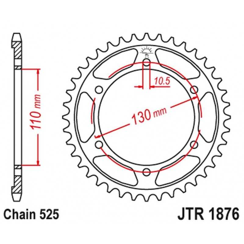 JT GALINĖ ŽVAIGŽDĖ 4385 43 SUZUKI GSXR 600 11-15, YAMAHA MT-07 14-16 (438543JT)(GR. 525) JUODA