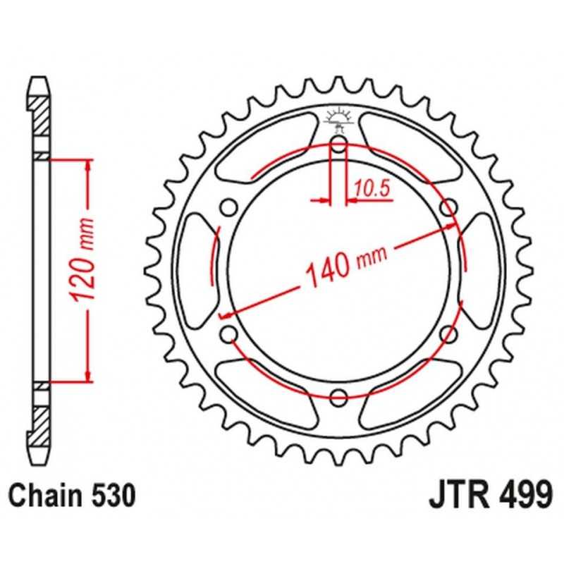 JT GALINĖ ŽVAIGŽDĖ 498 40 KAWASAKI VN 800 CLASSIC 97-05, DRIFTER 99-06, SUZUKI GSXR 1300 HAYABUSA 99-07 (49840JT)(GR. 530)