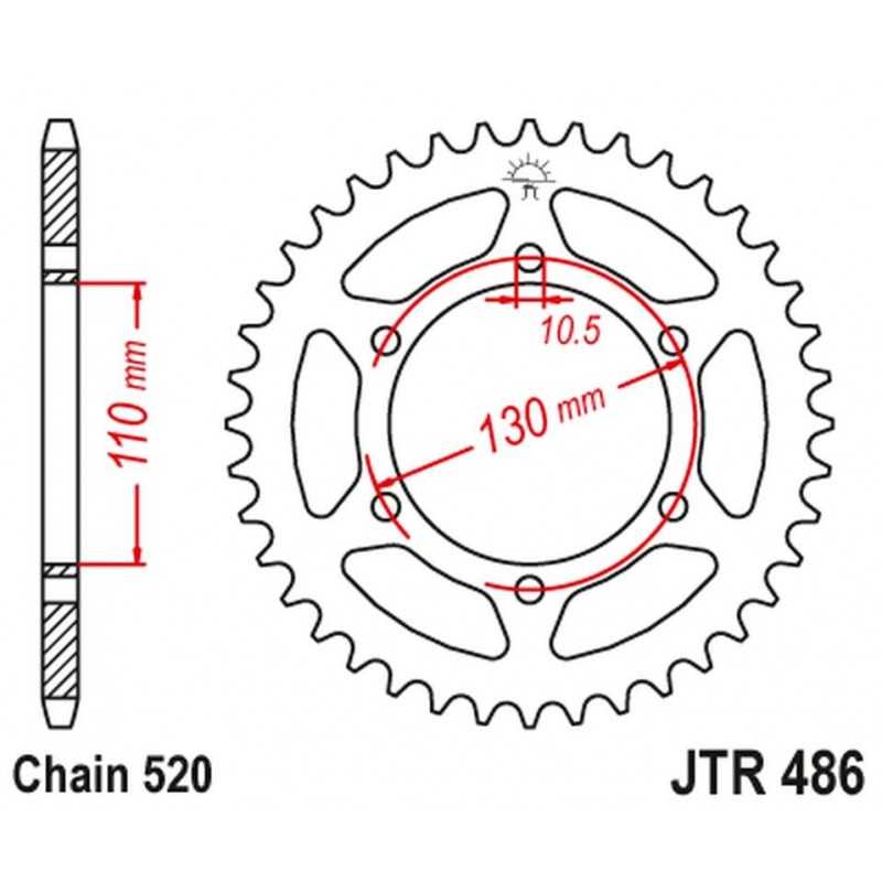 JT GALINĖ ŽVAIGŽDĖ 504 42 KAWASAKI EX300 NINJA 13-17 (50442JT)(GR. 520) JUODA