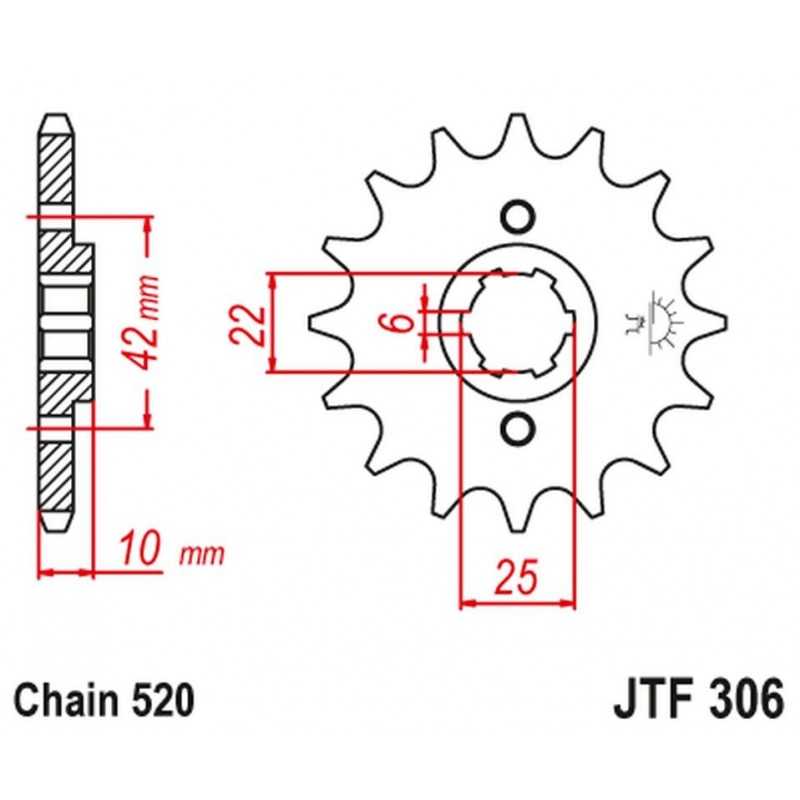 JT PRIEKINĖ ŽVAIGŽDUTĖ 281 14 HONDA NX 650 DOMINATOR 88 (STORIS 10MM)(28114JT)(GR. 520)(-1)