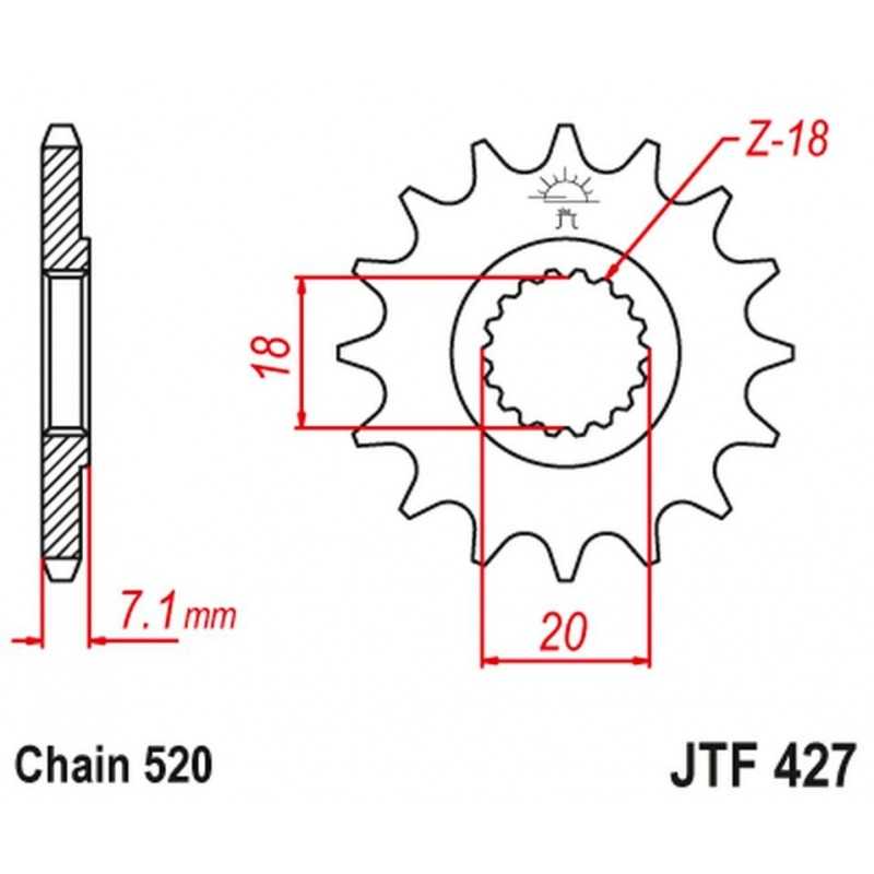 JT PRIEKINĖ ŽVAIGŽDUTĖ 432 11 SUZUKI RM 125 92-07, RMZ 250 10-12 (43211JT)(GR. 520)