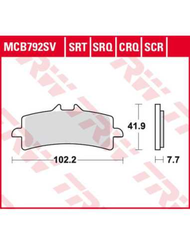 TRW ZF ST TRINKELĖS SINTER TRACK DUCATI V4 1000 PANIGALE 19- MONSTER 1200 16- MULTISTRADA 1260 18- KTM SUZUKI TRIUMPH HUSQVARNA