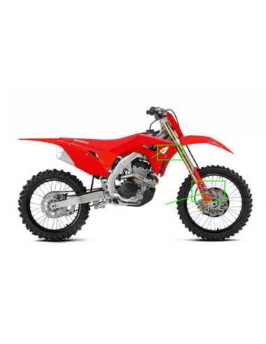 UFO PLASTIKŲ KOMPLEKTAS HONDA CRF 250R 18-21, CRF 450R 17-20 SPALVA RAUDONA ( KOMPLEKTE AMORTIZATORIŲ APSAUGOS IR LIPDUKAI )