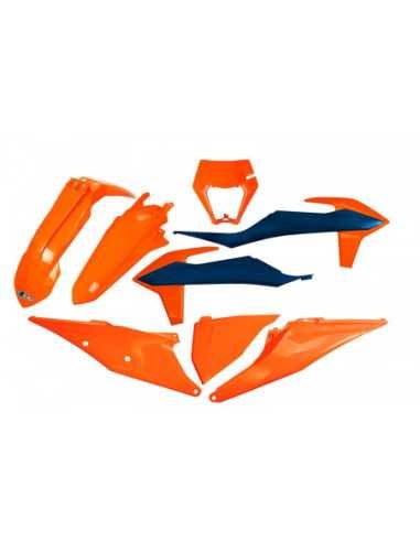 UFO PLASTIKŲ KOMPLEKTAS KTM EXC 125 20-21 EXC/EXCF(EXC-F) 150/250/300/350/450/500 20-23 OEM 22 (ORANŽINĖ/MĖLYNA)