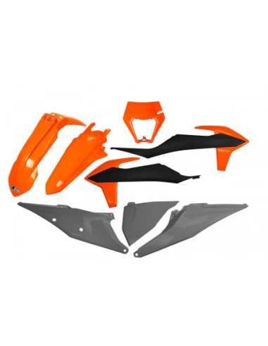 UFO PLASTIKŲ KOMPLEKTAS KTM EXC 125 20-21 EXC/EXCF 150/250/300/350/450/500 20-23 OEM 21 (ORANŽINĖ/JUODA/PILKA)