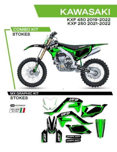 UFO LIPDUKŲ RINKINYS KAWASAKI KXF 250 21-22KXF 450 19-22 STOKES SPALVA JUODA