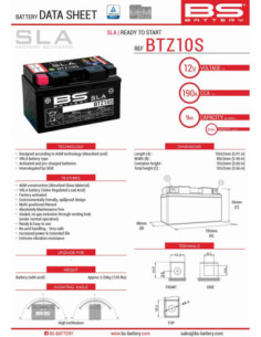 BS AKUMULIATORIUS BTZ10S (FA) (YTZ10S)12V 8,6AH 150X86X95...