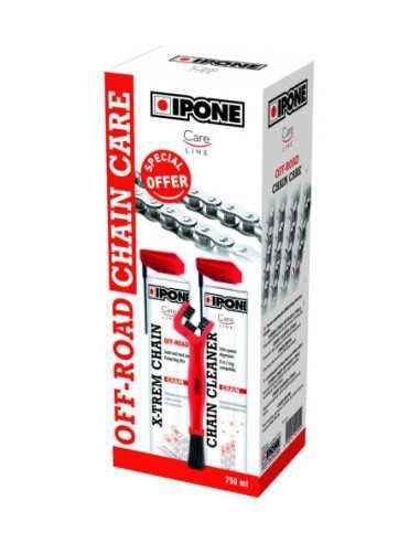 IPONE OFF ROAD CHAIN CARE GRANDINĖS VALYMO IR TEPIMO RINKINYS (2 X 750ML) SU ŠEPEČIU (CARELINE)