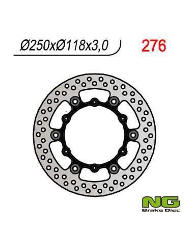 NG STABDŽIŲ DISKAS PRIEKIS YAMAHA YZ/YZF/WRF 01-19 PLAUKIOJANTIS (250x118x3)(6X6,50MM), SUZUKI RM 125/250 99- 10