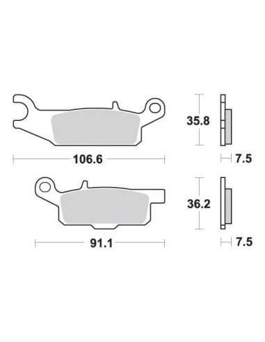 SBS STABDŽIŲ TRINKELĖS KH444 OFF-ROAD SINTER YAMAHA YFM 550 GRIZZLY 09- 16, YFM 700 07- 17, YFM 250 RAPTOR 09- 14 SPALVA AUKSINĖ