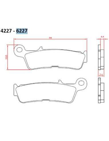 BRENTA STABDŽIŲ TRINKELĖS SINTERED METAL (GOLD) OFF ROAD YAMAHA YZ 450 20-, PRIEKIS (FT 6227)