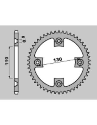 GROSSKOPF GALINĖ ŽVAIGŽDUTĖ ALIUMINĖ 4306 50 HONDA CR 85 03-07, CRF 150 07-22 SPALVA JUODA