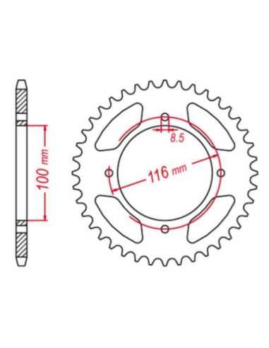 GROSSKOPF GALINĖ ŽVAIGŽDUTĖ ALIUMINĖ SPALVA JUODA 467 52 KAWASAKI KX 80 98-00, KX 85 01-20, KX 100 00-21 (JTR461.52) (GR. 420)