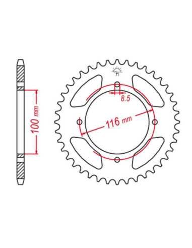 GROSSKOPF GALINĖ ŽVAIGŽDUTĖ ALIUMINĖ SPALVA ŽALIA 467 52 KAWASAKI KX 80 98-00, KX 85 01-20, KX 100 00-21 (JTR461.52) (GR. 420)