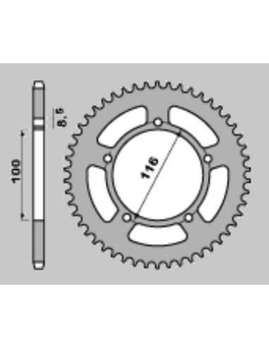 GROSSKOPF GALINĖ ŽVAIGŽDUTĖ ALIUMINĖ SPALVA ŽALIA 464 51 KAWASAKI KX 60 83-03, KX 80 83-85, SUZUKI RM 60 K3 03 (GR. 420)