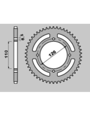 GROSSKOPF GALINĖ ŽVAIGŽDUTĖ ALIUMINĖ T7075 (ERGAL) SPALVA JUODA 4418 50 (441850) KAWASAKI KX65 00-20, SUZUKI RM 65 03-04