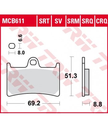 Stabdžių trinkelės MCB611SV